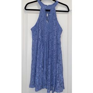 Francescas Boutique High Neck Lace Blue Dress
